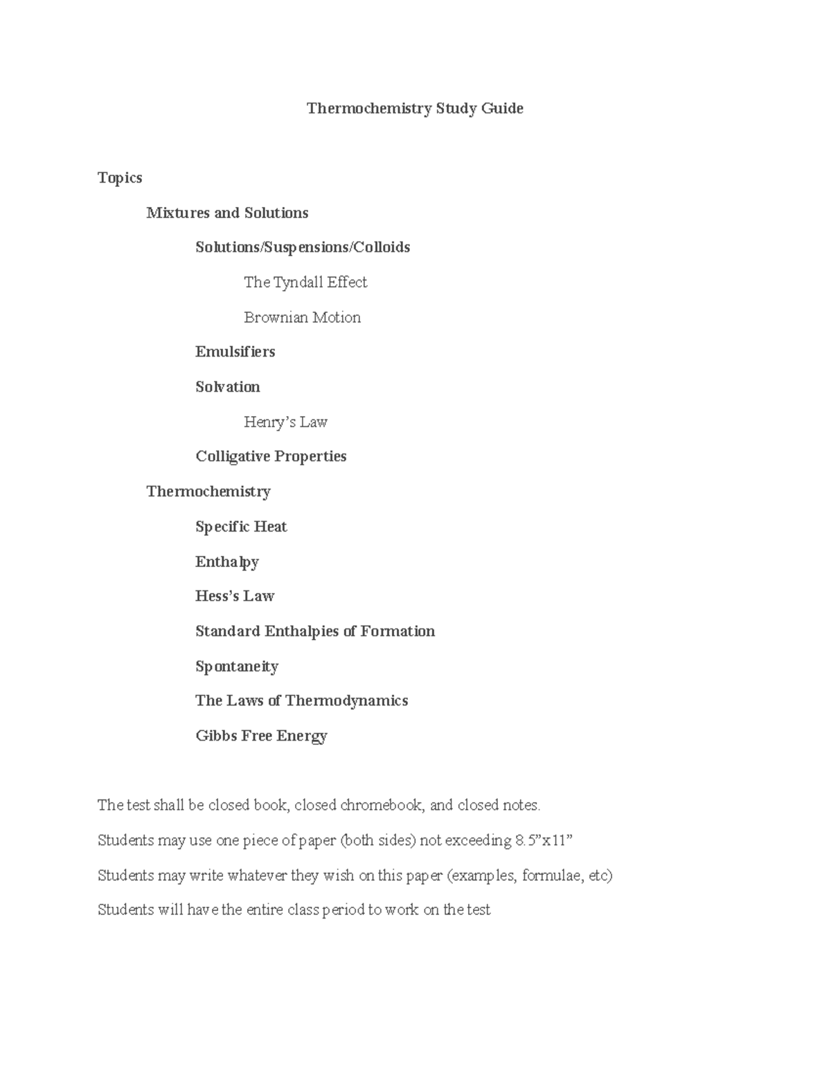 Thermochemistry Study Guide (CHEM 101) - Key Concepts & Topics - Studocu