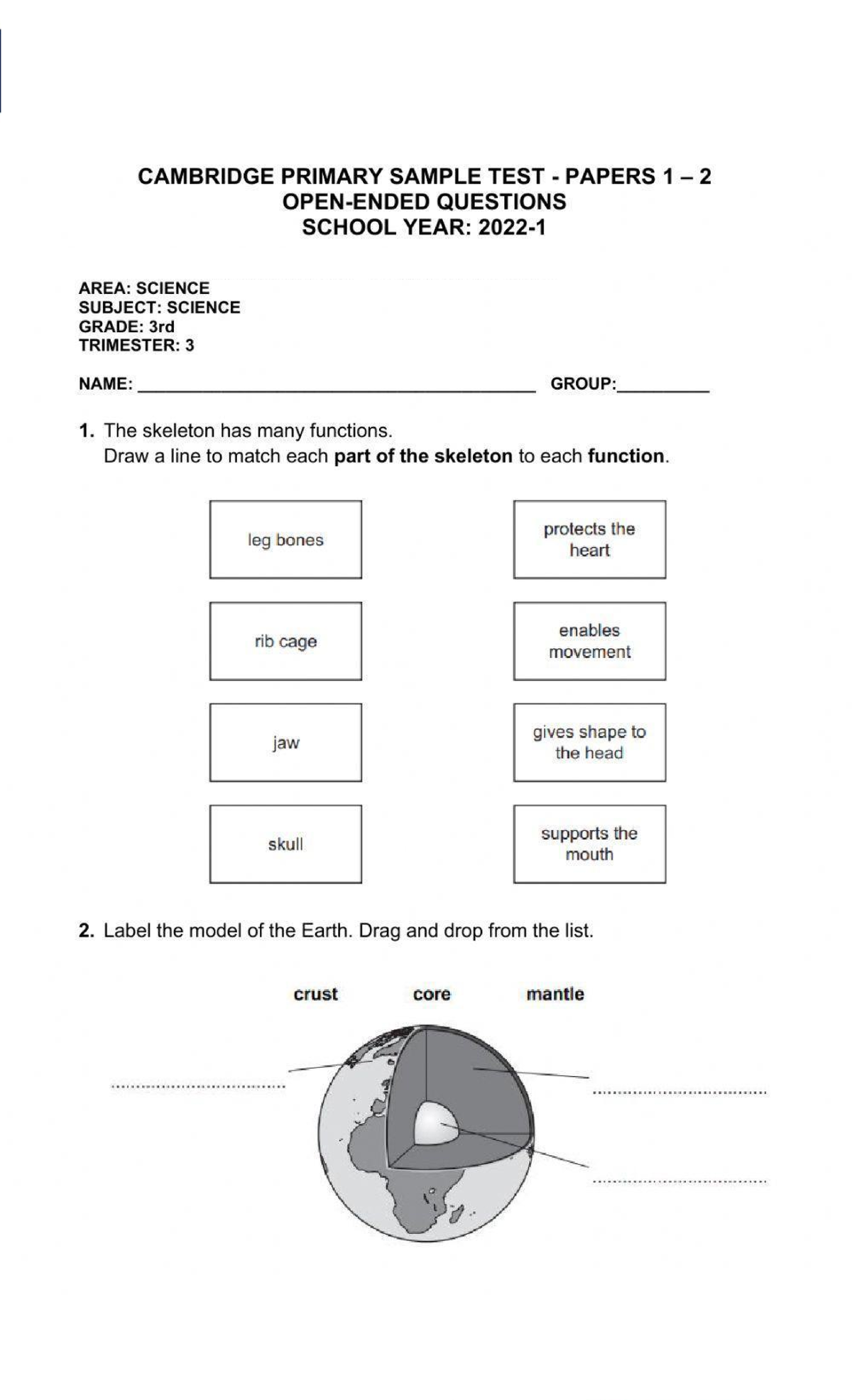 CAMBRIDGE PRIMARY SCIENCE GRADE 3 SAMPLE TEST PAPERS - Studocu