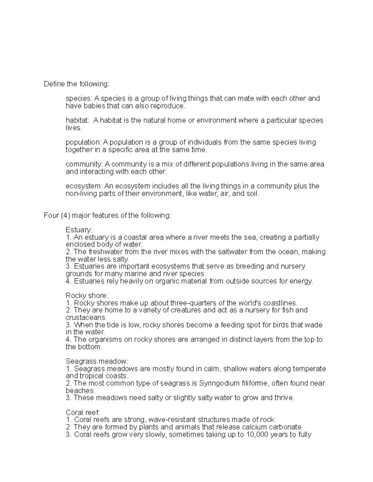 Log Book 7 - Log Book 7 - Define the following: species: A species is a ...