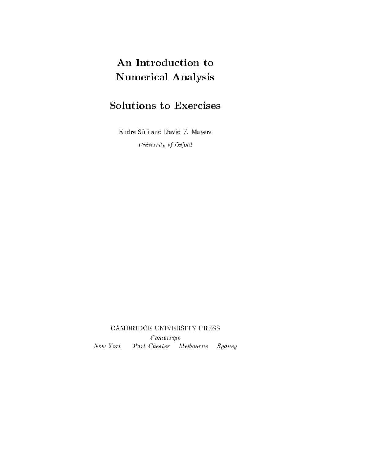 Numerical Analysis Solutions - Suli &amp; Mayers Introduction Guide - Studocu