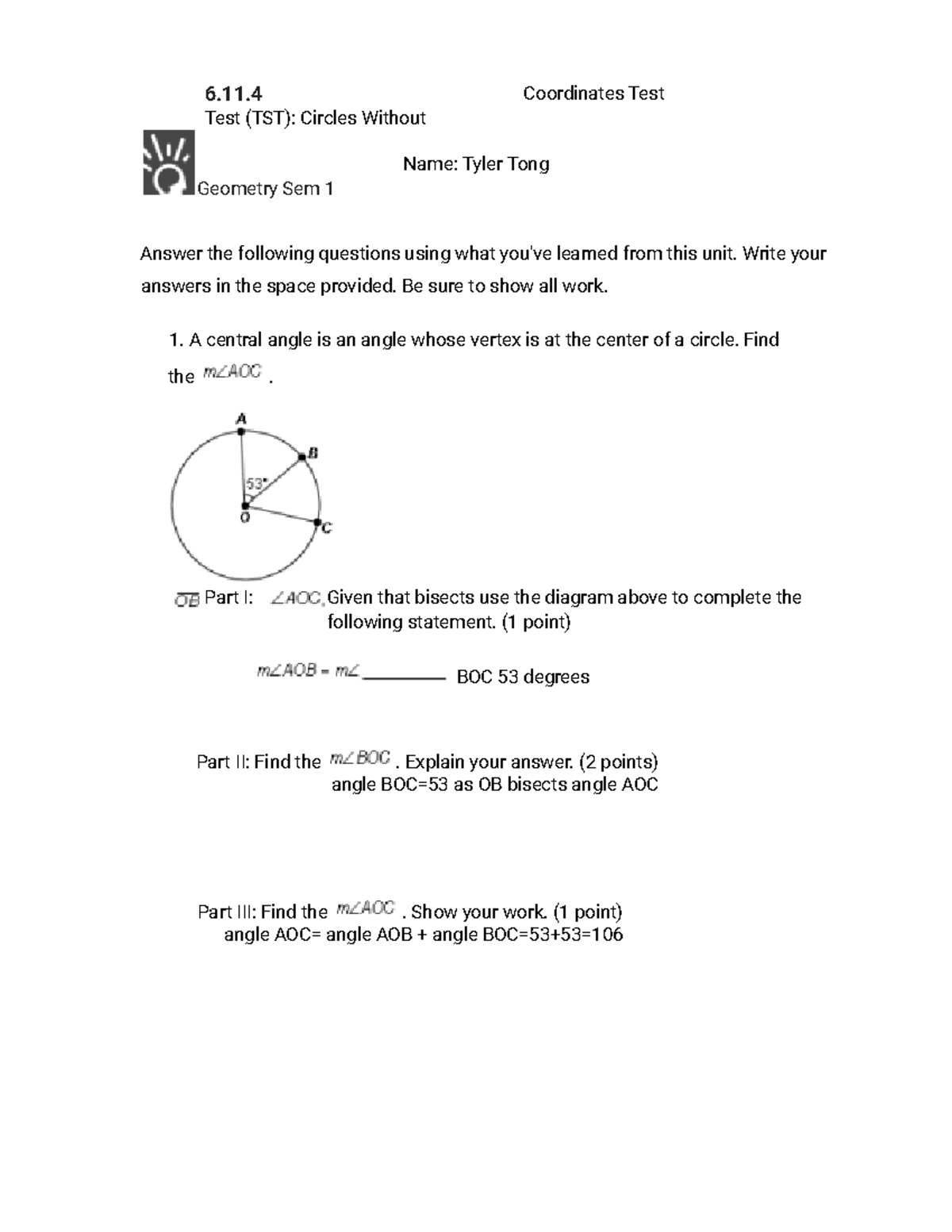 6.11.4 TST - Geometry: Circles Without Coordinates Evaluation Guide ...