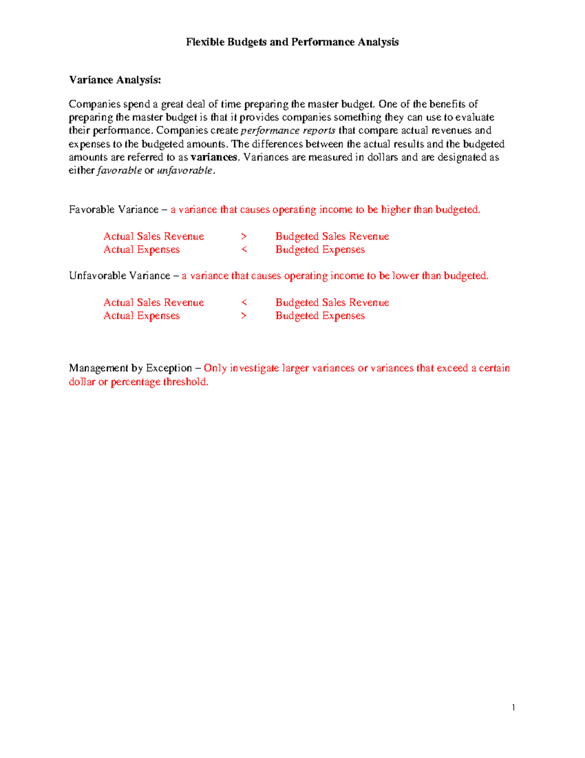 Flexible Budgets and Performance Analysis - Studocu