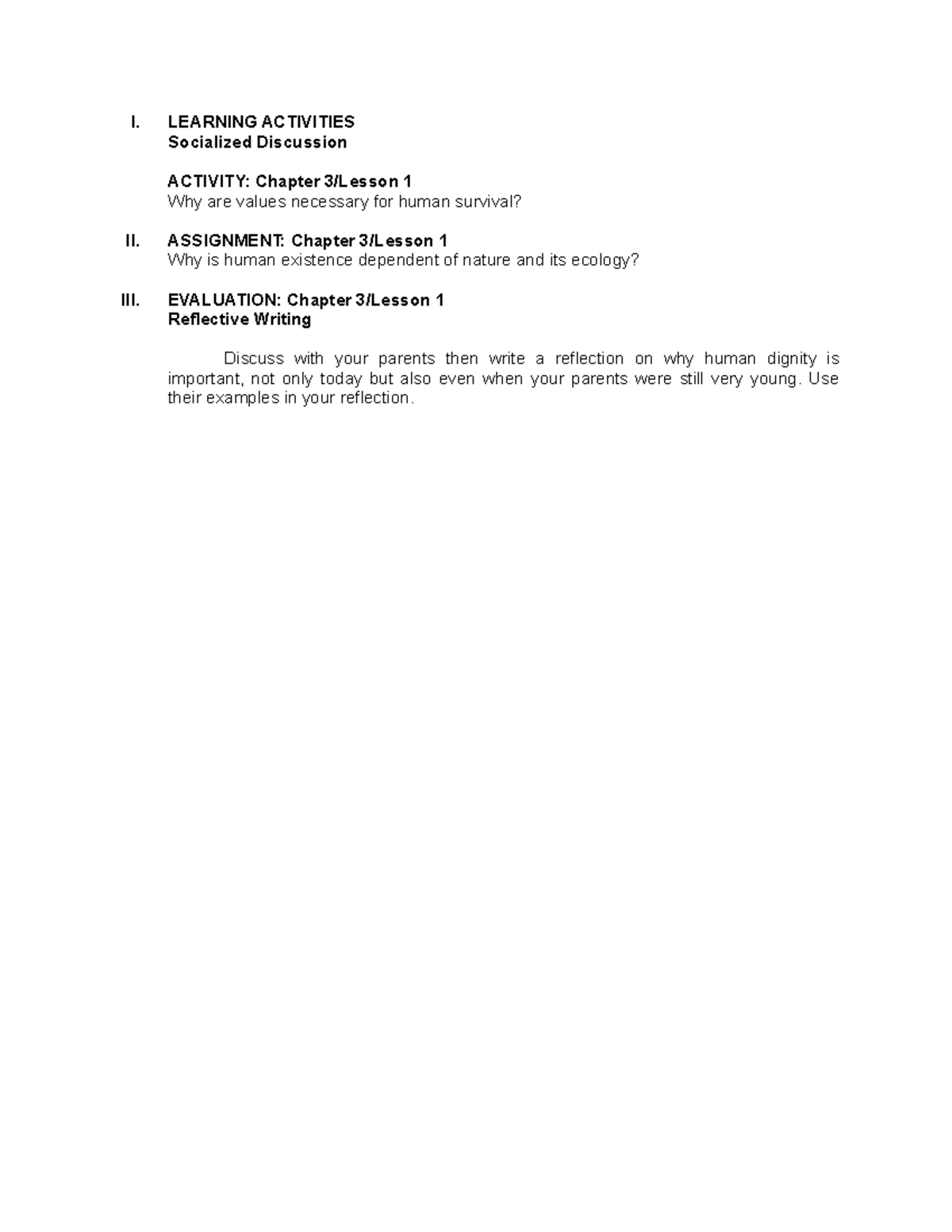 Ethics Module 3: Human Values and Moral Character Development - Studocu