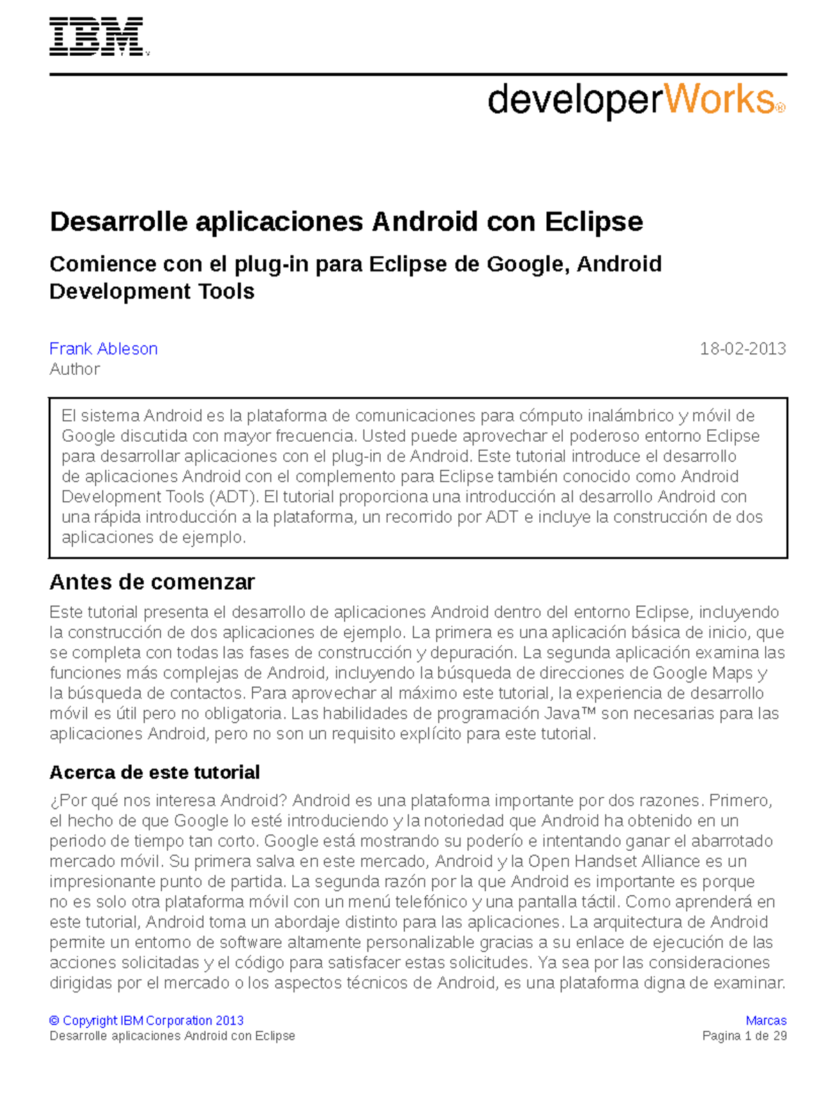 1os eclipse android pdf - © Copyright IBM Corporation 2013 Marcas ...