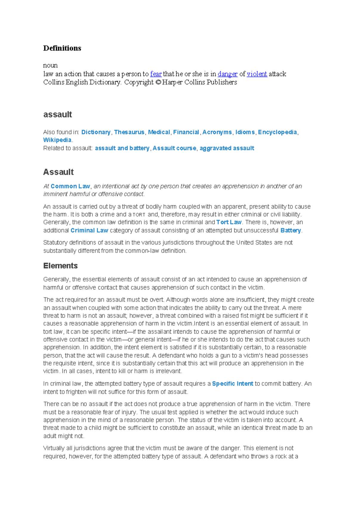 Definitions of Assault in Criminal and Tort Law: A Detailed Overview ...