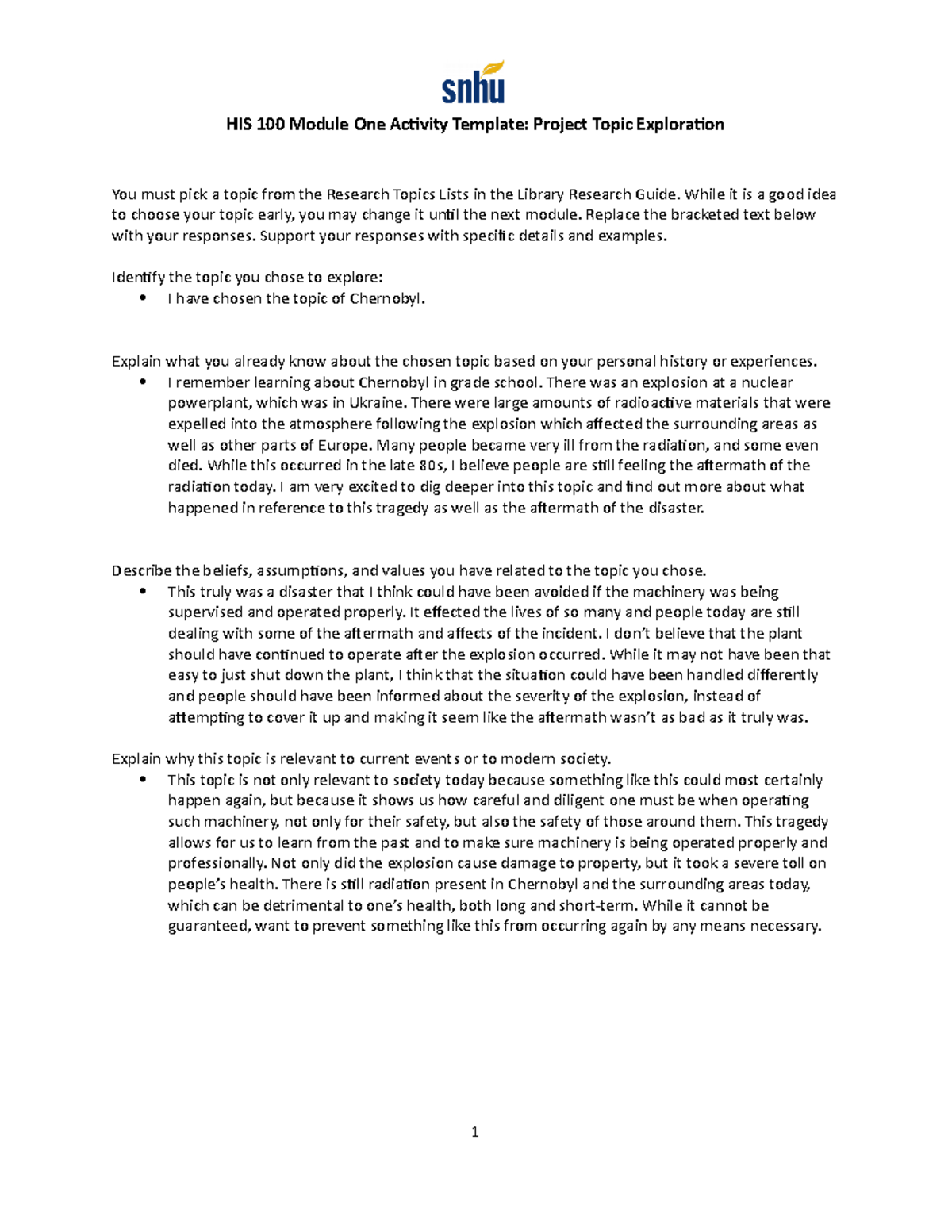 Module 1 Project Topic Exploration His 100 Module One Activity