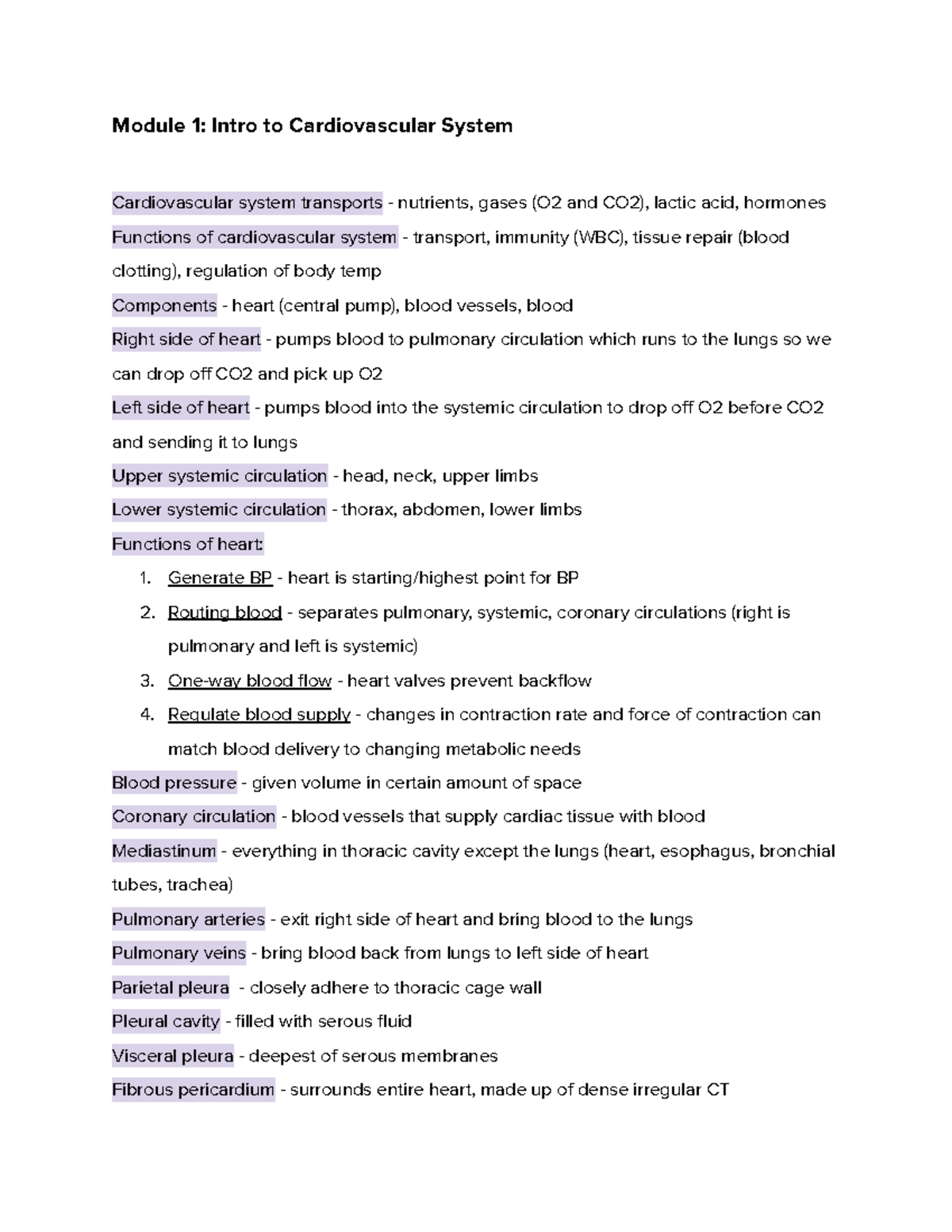 Anatomy Final Exam Review: Cardiovascular System Overview - Studocu