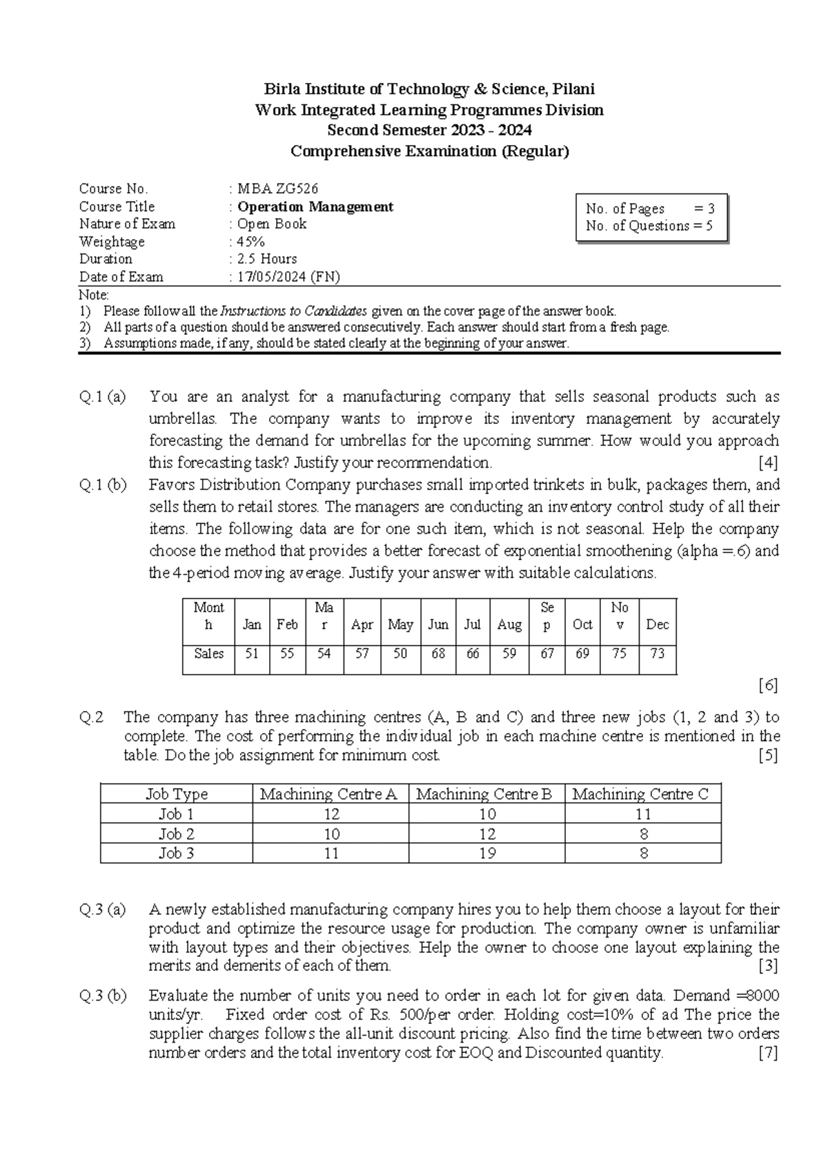 Operations Management (OM) Comprehensive Exam Answers: Supplier Risk ...