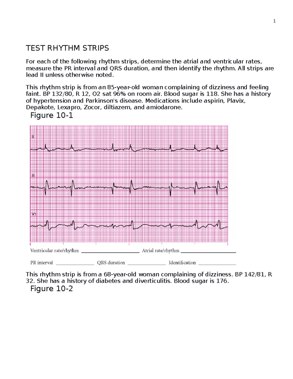 Test rhythm strips with answers at back test rhythm strips for each