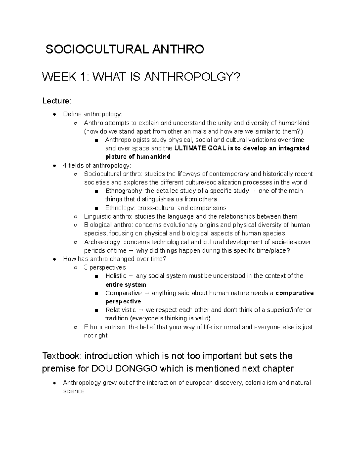 Sociocultural ANTHRO 101 Final Exam Review - Lecture Notes - Studocu