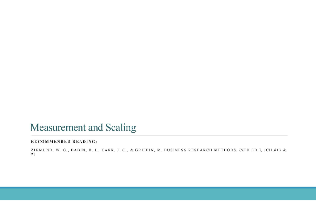 Measurement and Scaling Concepts in Business Research Methods (BRAC ...