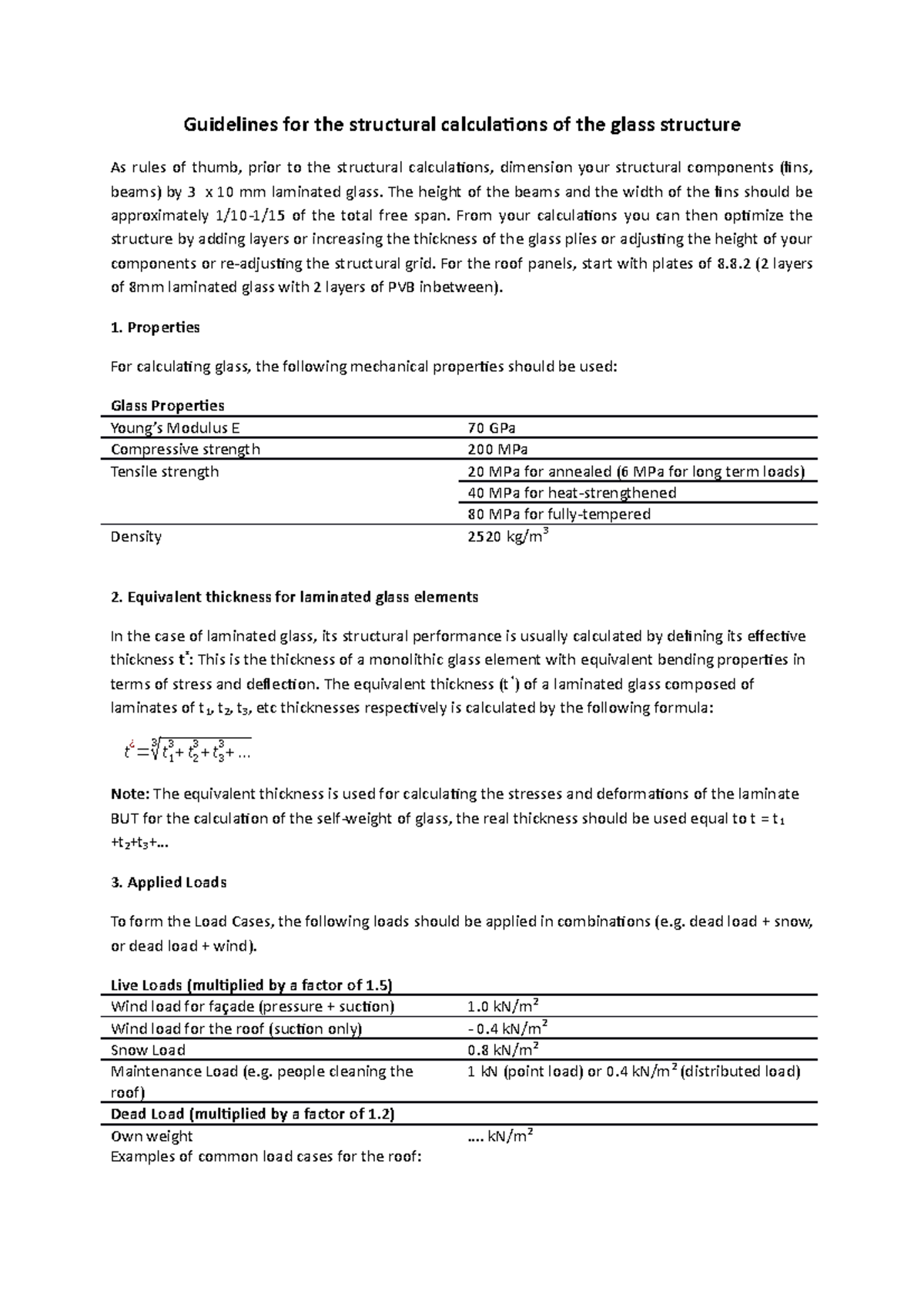 Structural Calculation Guidelines for Glass Structures - Studeersnel