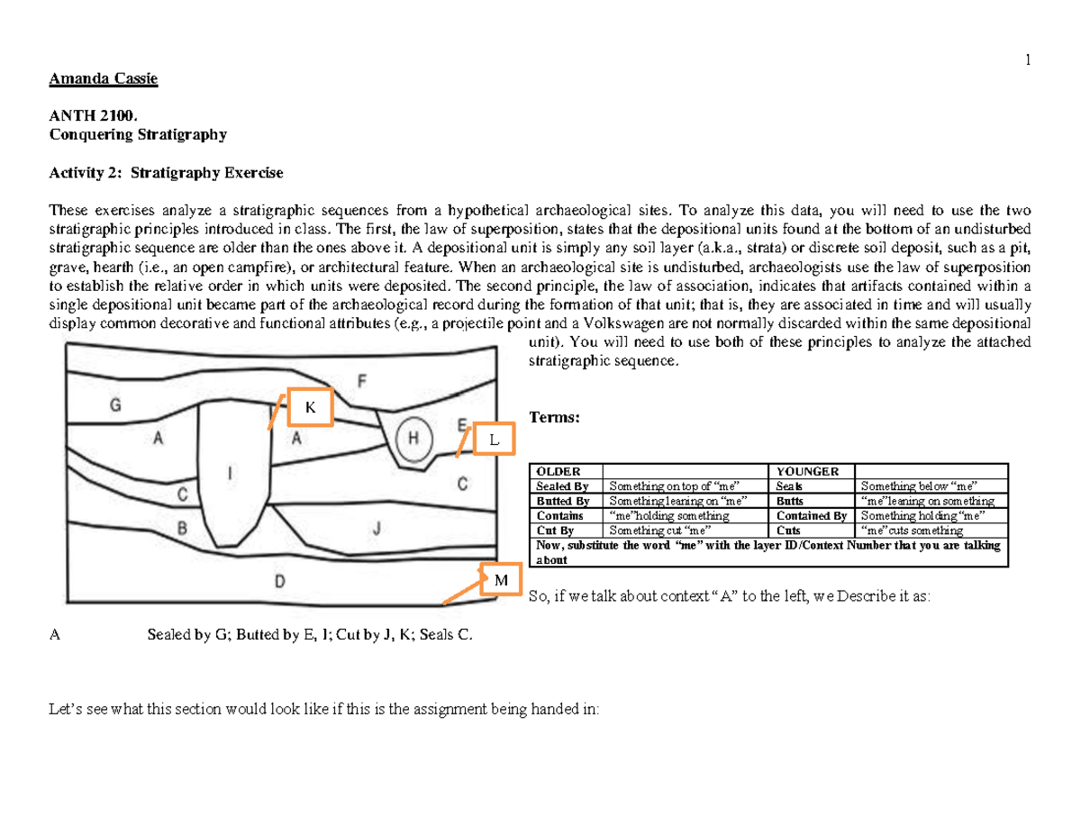 ANTH 2100 Activity 2: Conquering Stratigraphy Exercise Guide - Studocu