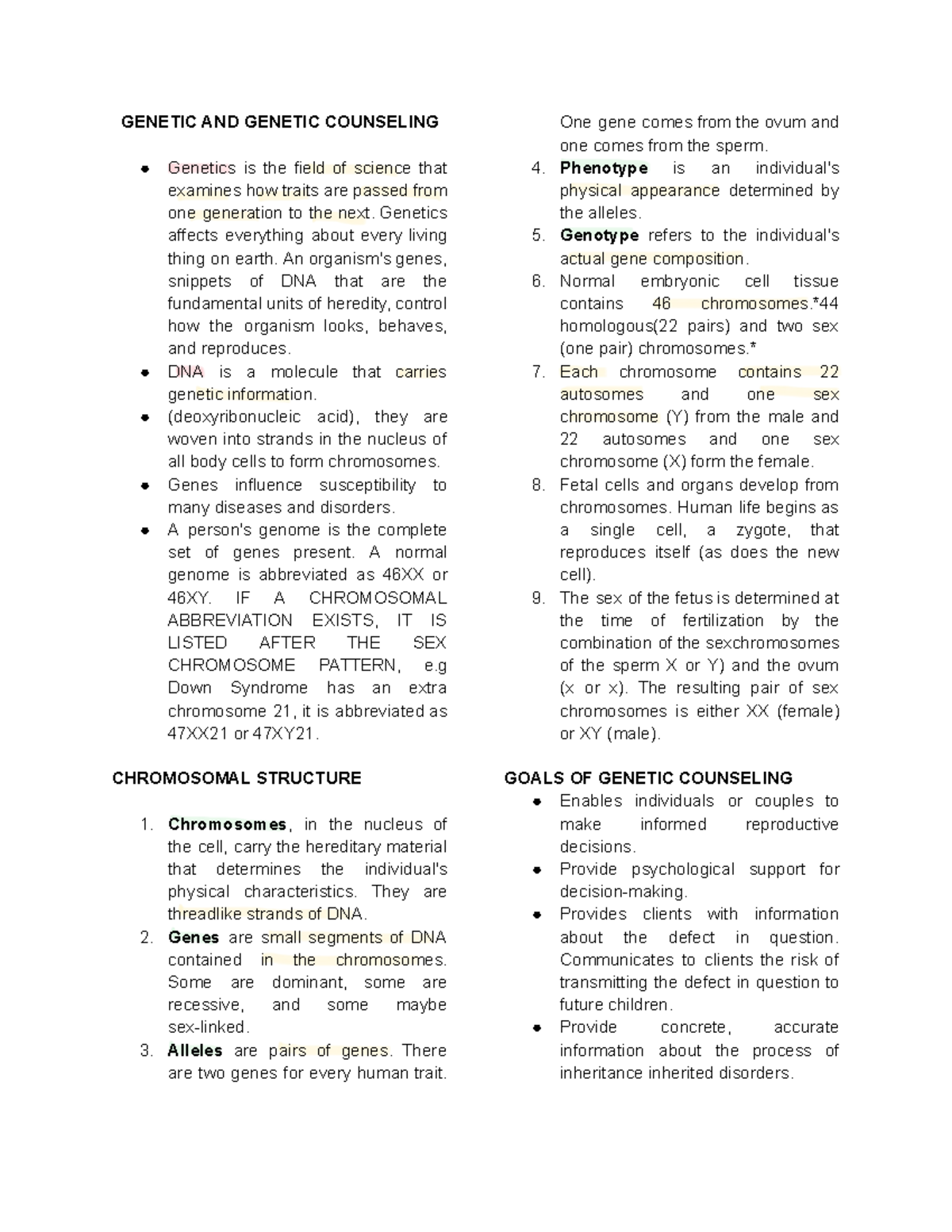 Genetics and Genetic Counseling: A Comprehensive Overview - Studocu