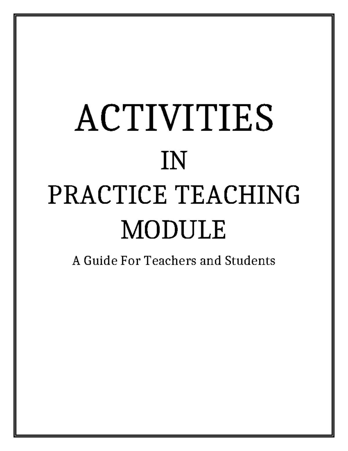Activities IN Practice Teaching Internships - ACTIVITIES IN PRACTICE ...