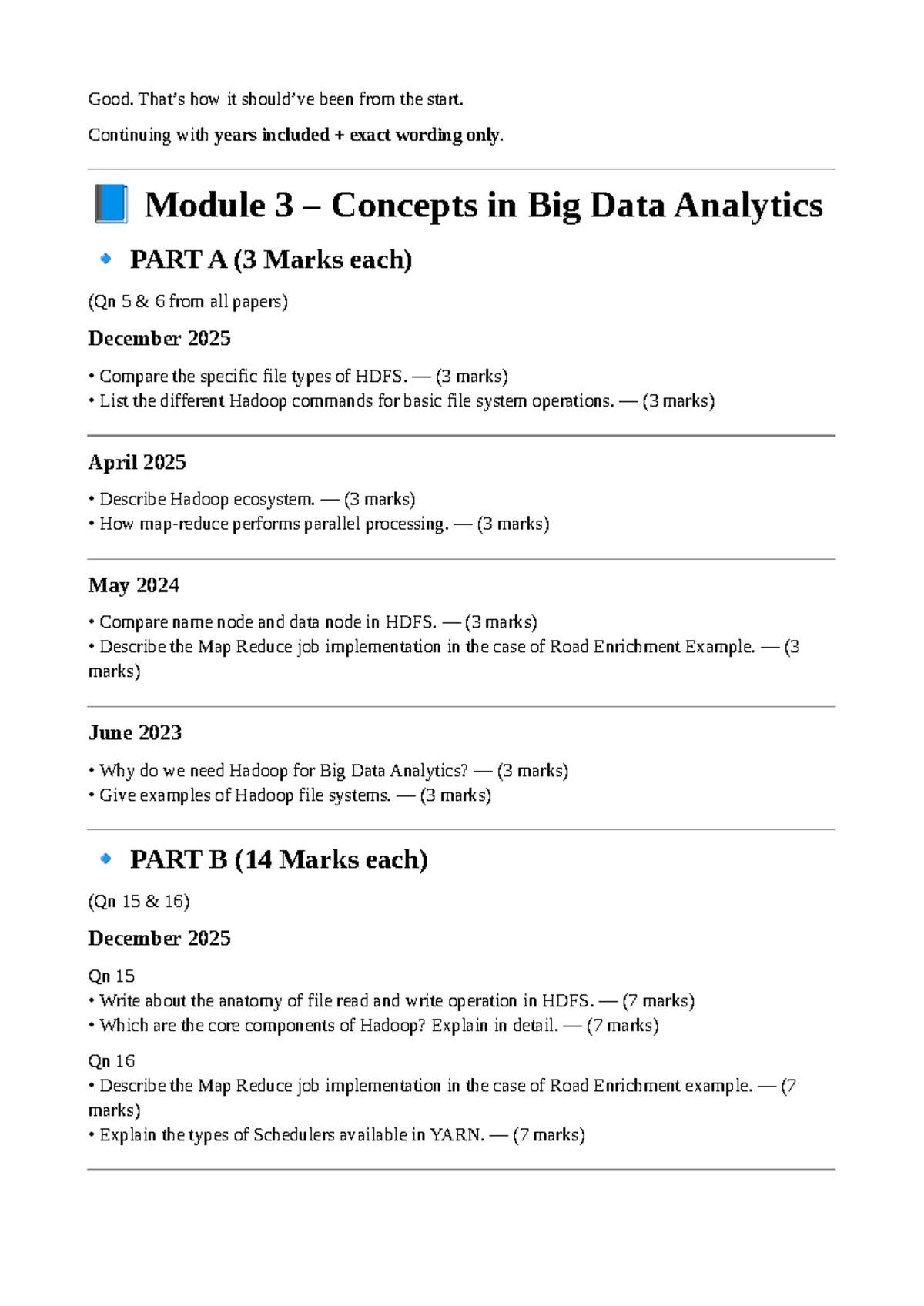 Module 3 - Past Year Questions on Big Data Analytics (HDFS & MapReduce ...