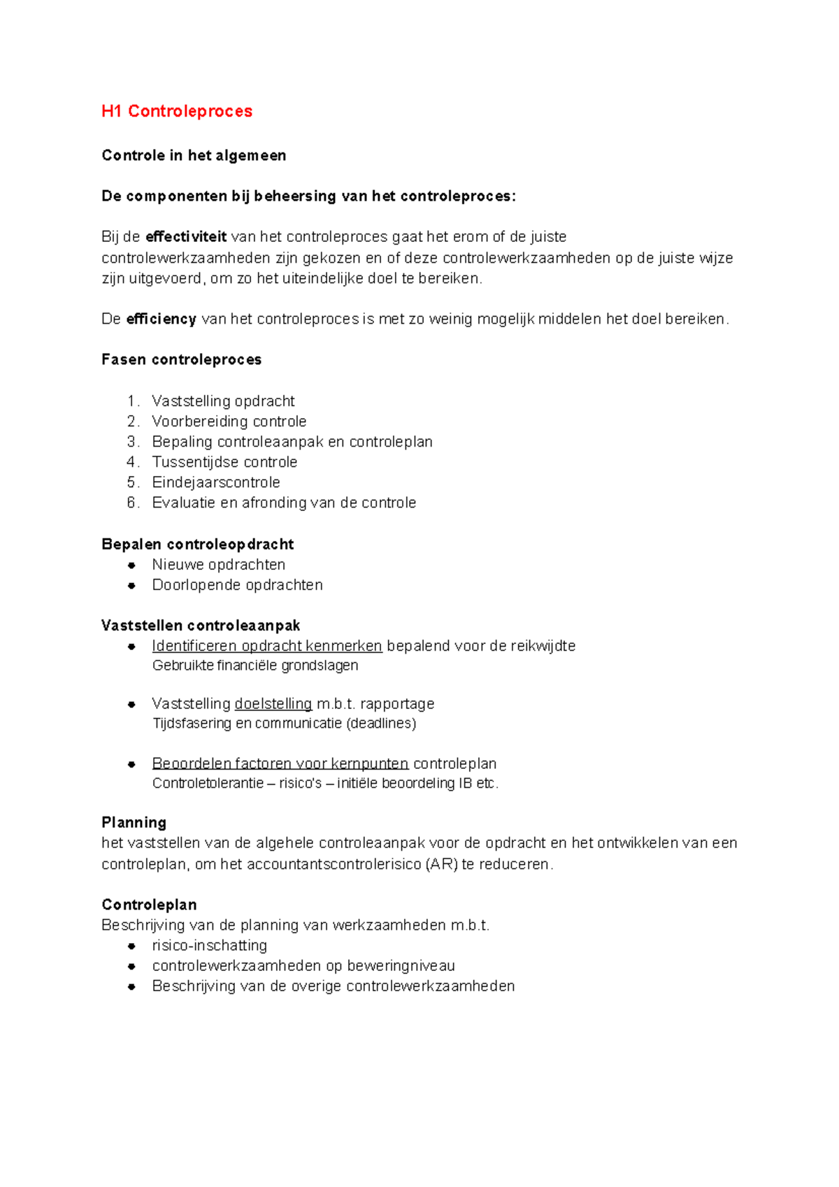 Audit 2 - Samenvatting van het Controleproces en Cijferanalyse - Studocu