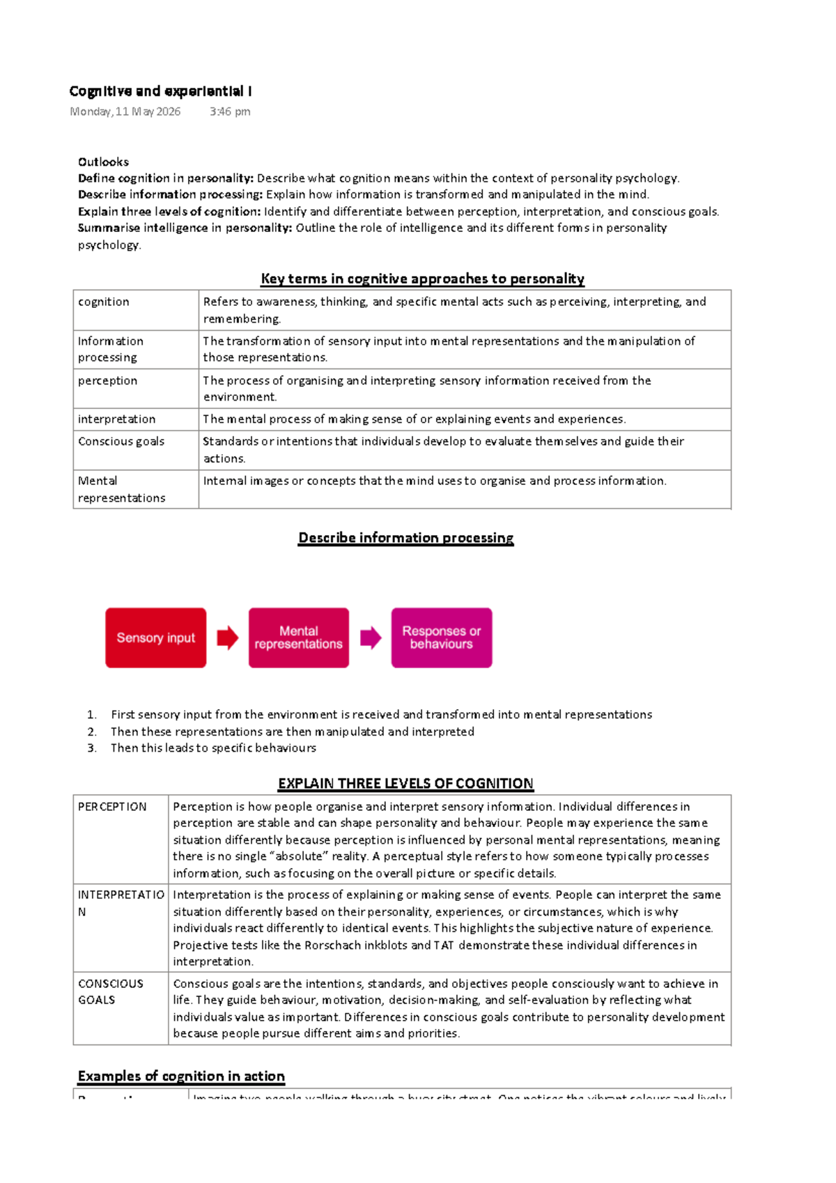 Cognitive and Experiential Psychology I: Understanding Cognition in ...