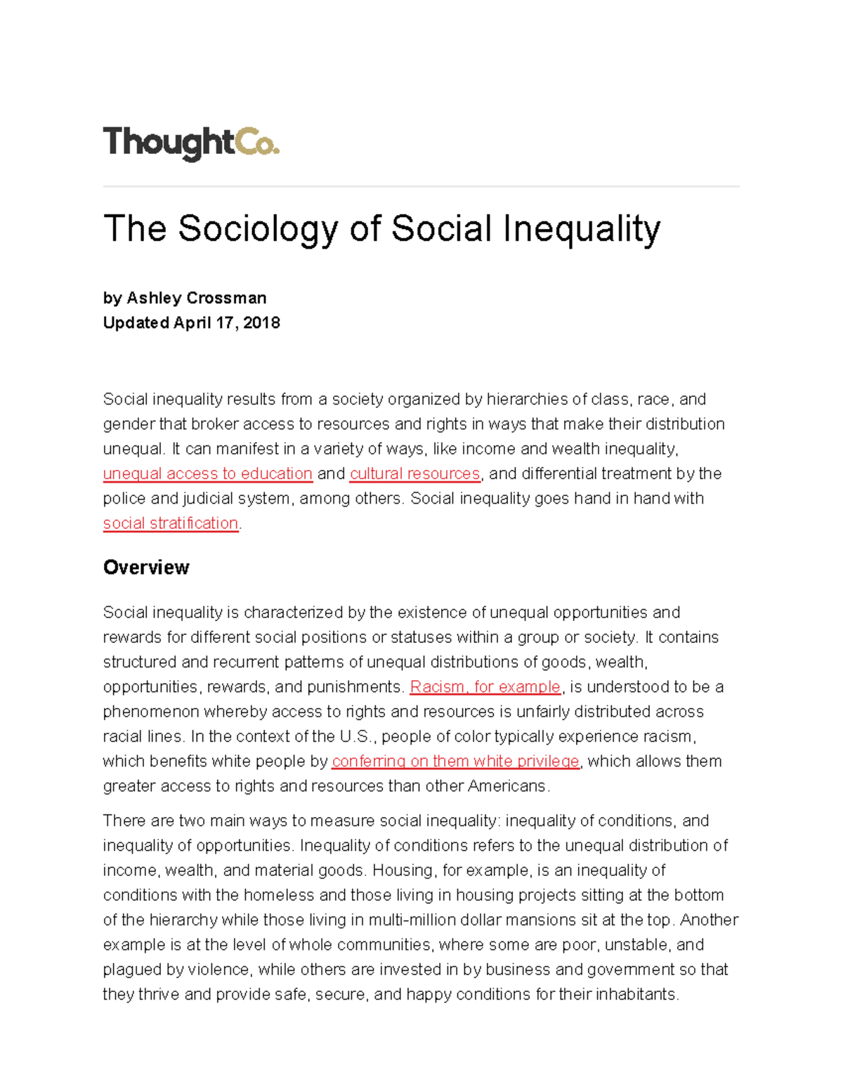 SOC 101 Wk 1: Understanding Social Inequality in Society - Studocu