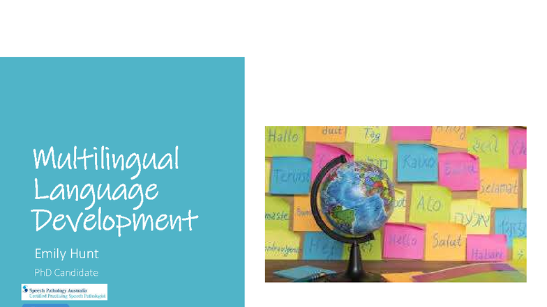 SPE1103 Multilingual Language Development Lecture Notes - Studocu