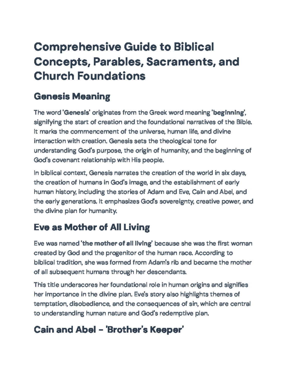Exploring Biblical Foundations: Parables, Sacraments, and Teachings ...