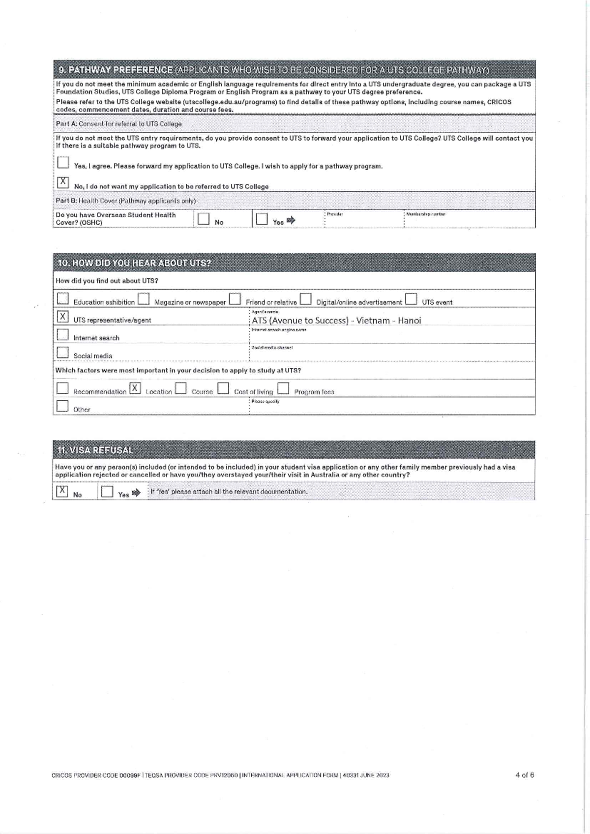 UTS College Pathway Application Form - June 2023 - Studocu
