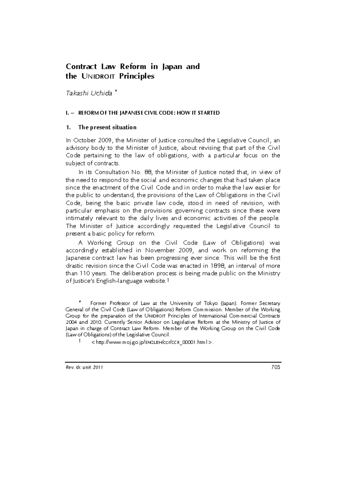 Contract Law Reform in Japan: Insights on UNIDROIT Principles - Studocu