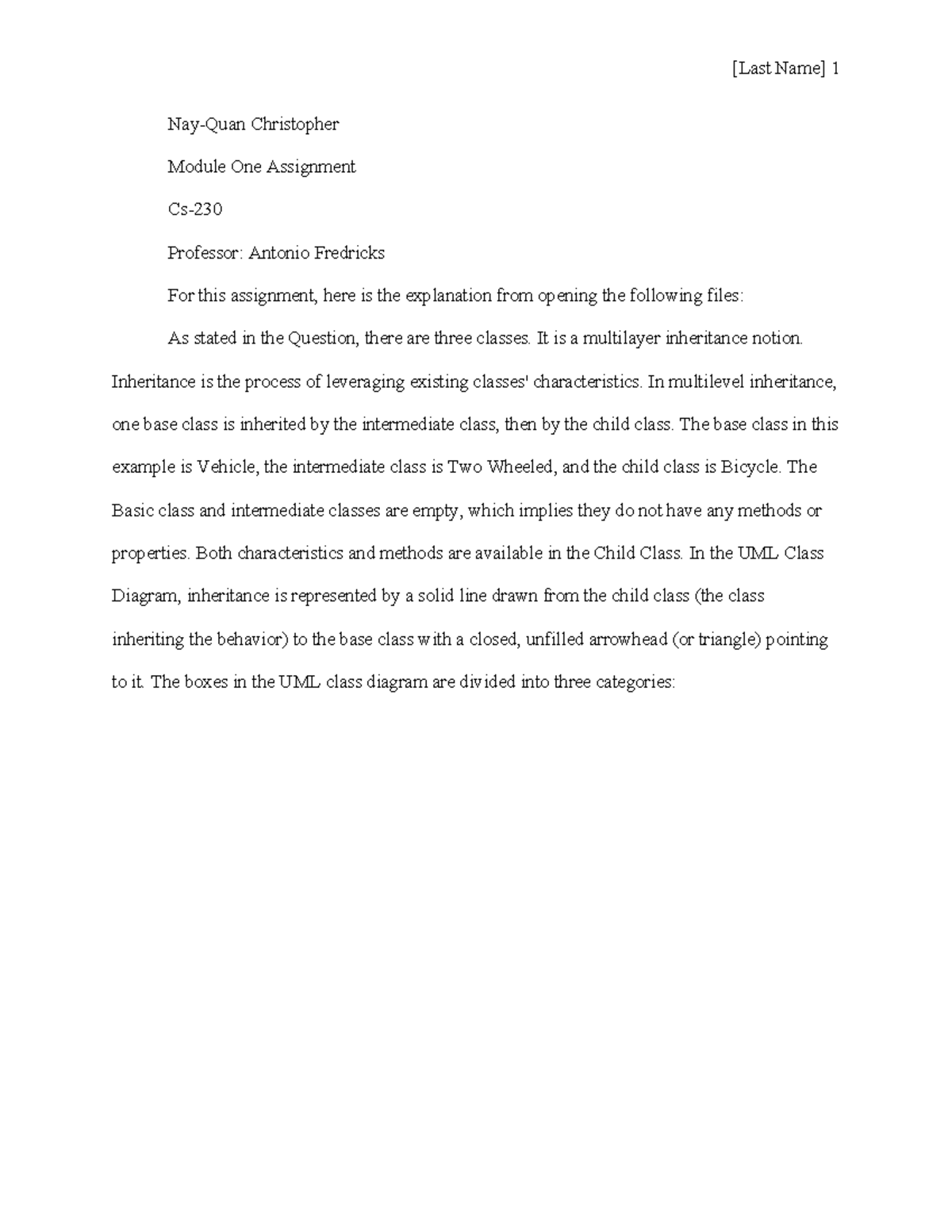 Cs-Module One Assignment: Understanding Multilevel Inheritance - Studocu