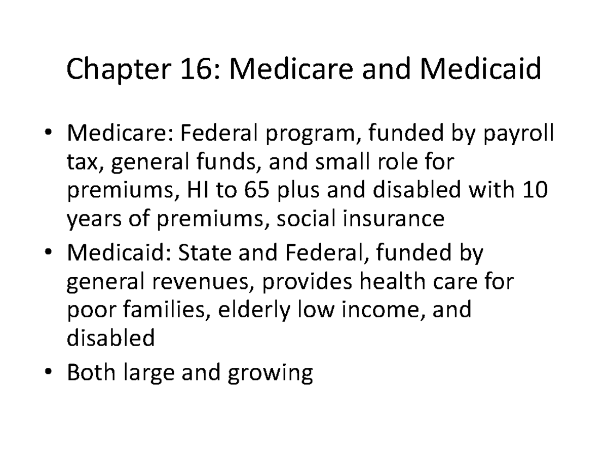 Medicare and Medicaid: Key Insights on Health Care Access (HSC 101 ...