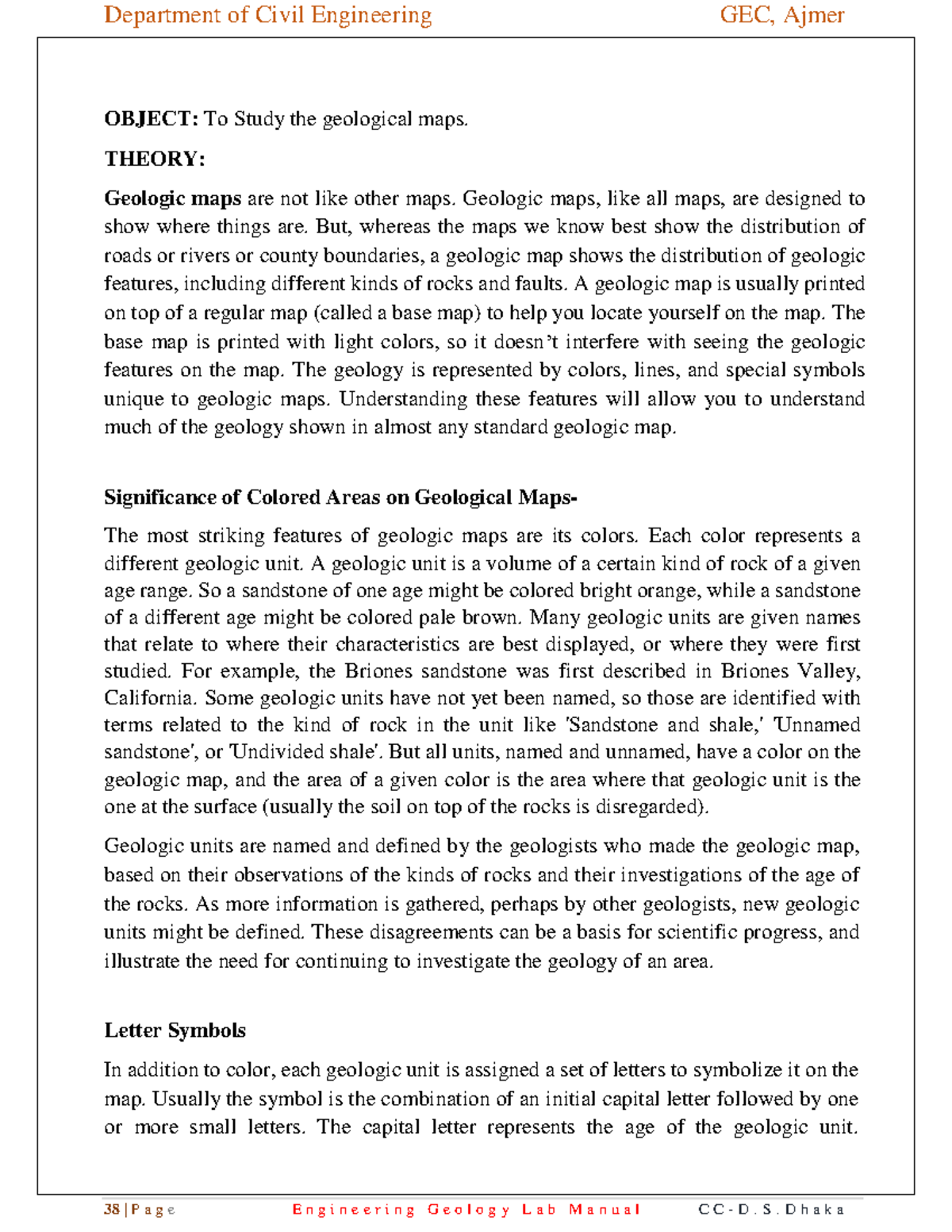 Geology Lab Manual - Understanding Geological Maps (CEG 101) - Studocu