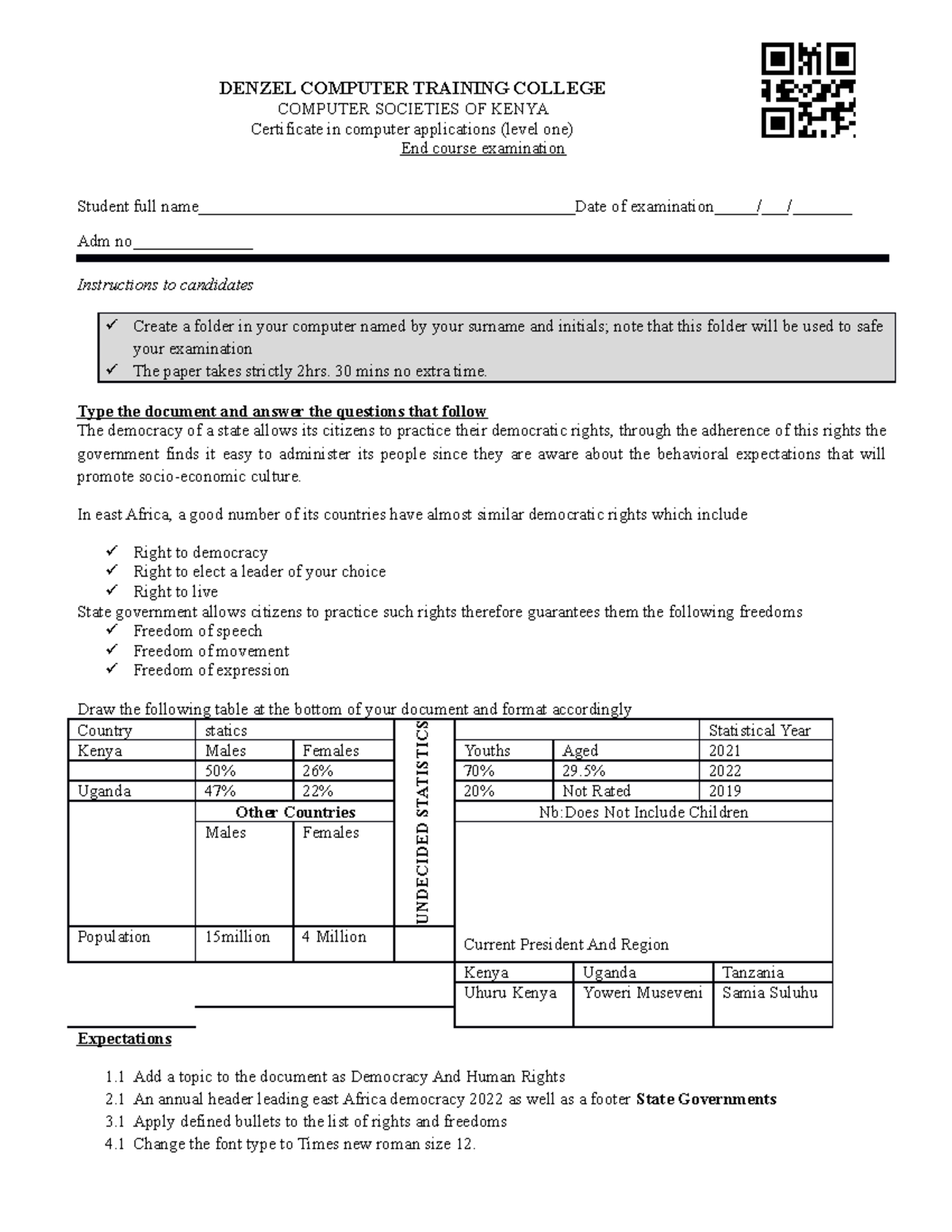 Computer Applications Exam: Practical Examination Guide - Studocu