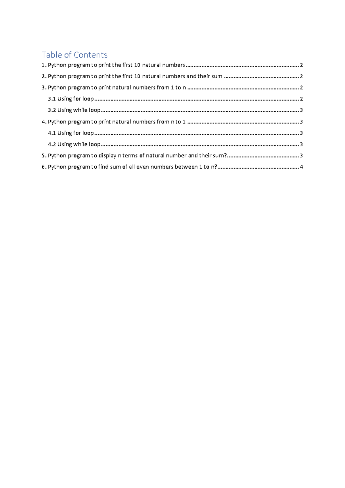 Tut 1-for loopwhile loop - Table of Contents Python program to print ...