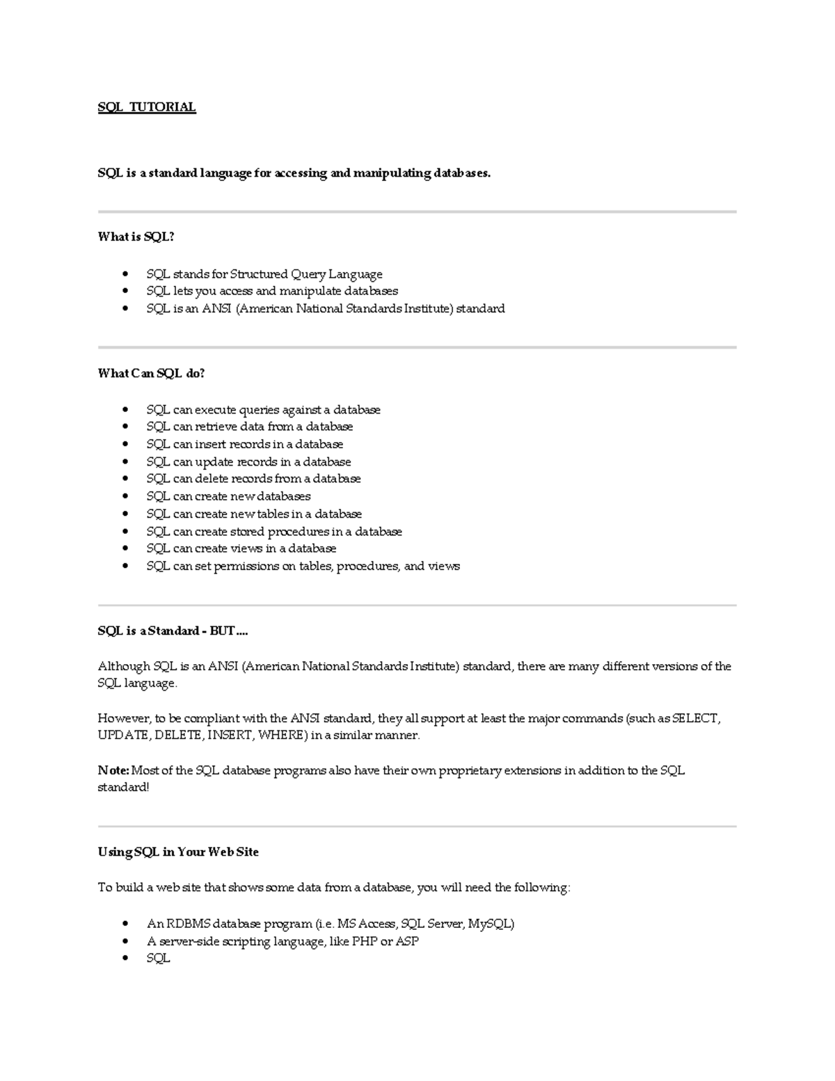 SQL Tutorial - Lecture Notes on Database Manipulation - Studocu