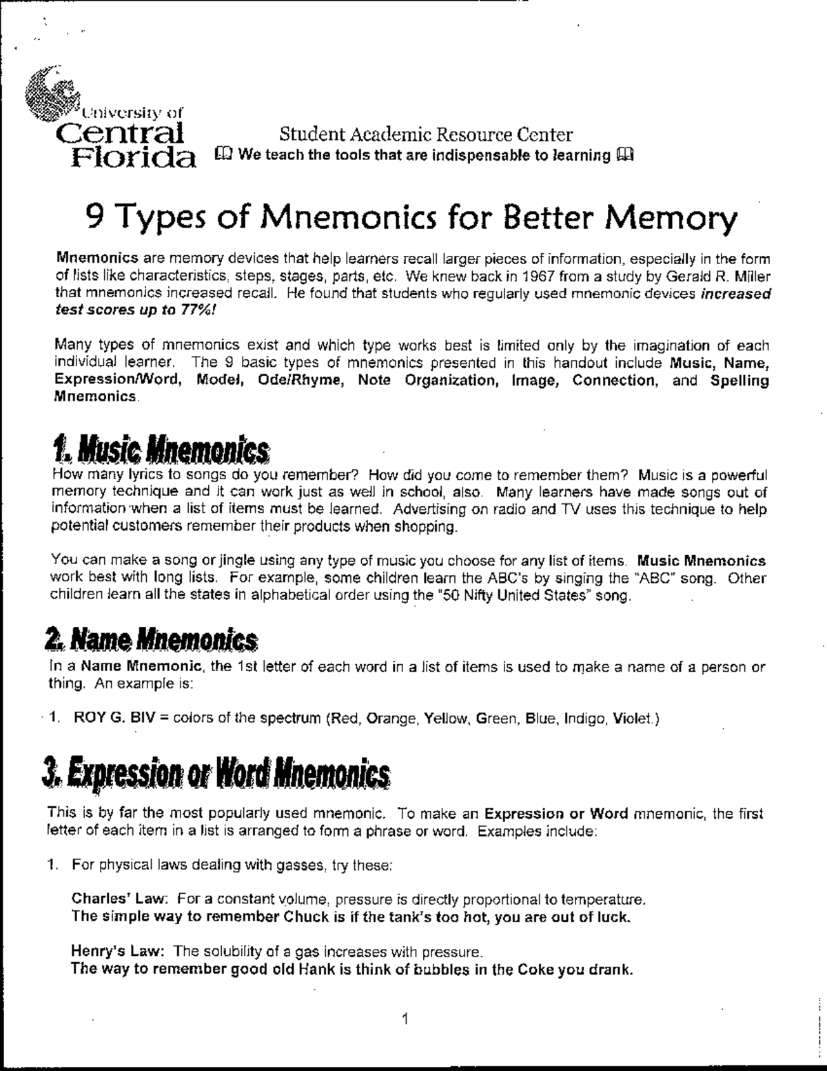 9 Types of Mnemonics for Better Memorya 4b4 - We knew back in 1967 from ...
