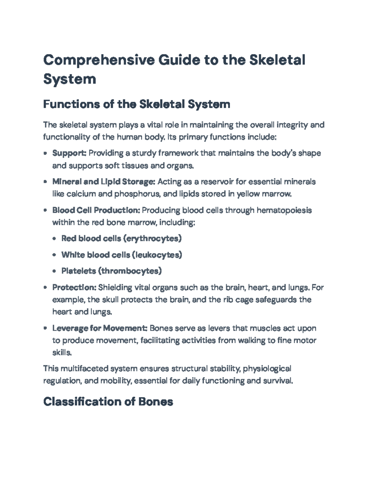 Comprehensive Overview of Bone Structure & Functions for BIOL 101 - Studocu