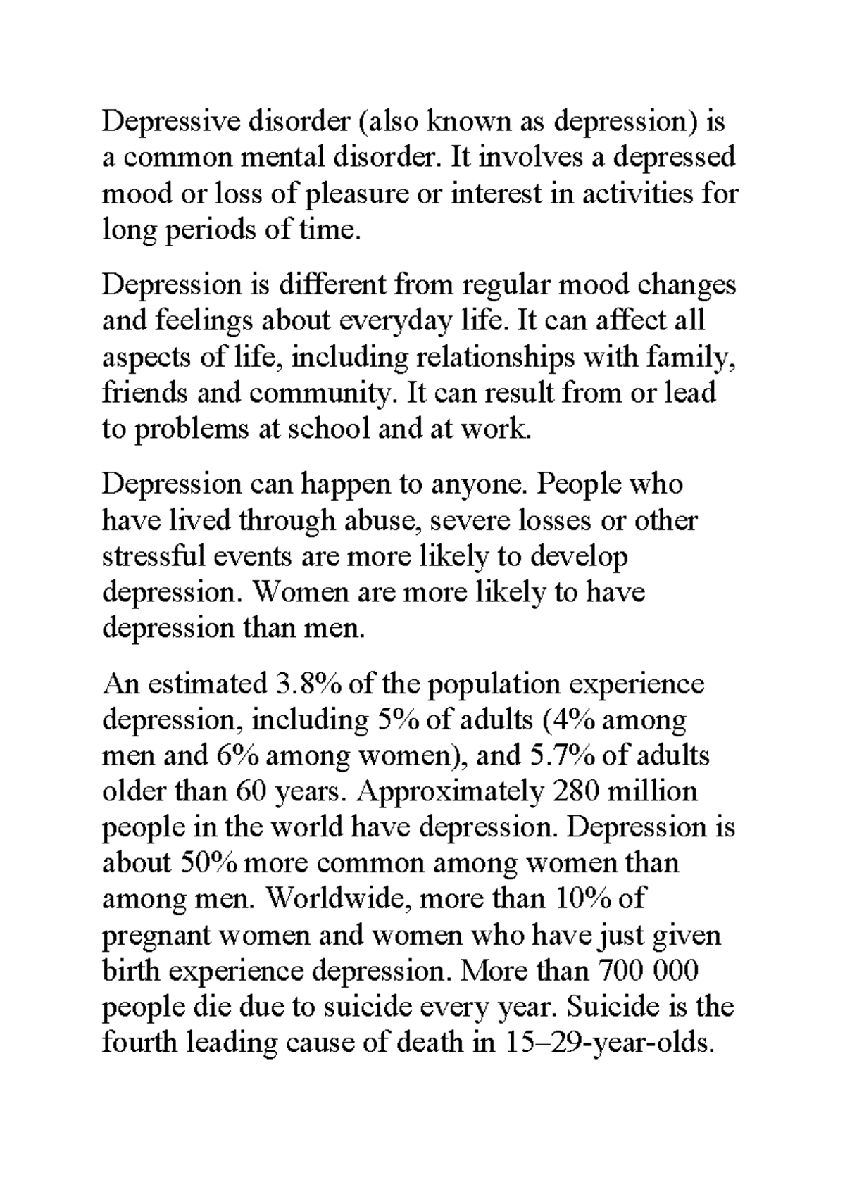 Depressive Disorder (Psych 101) - Comprehensive Notes on Depression ...