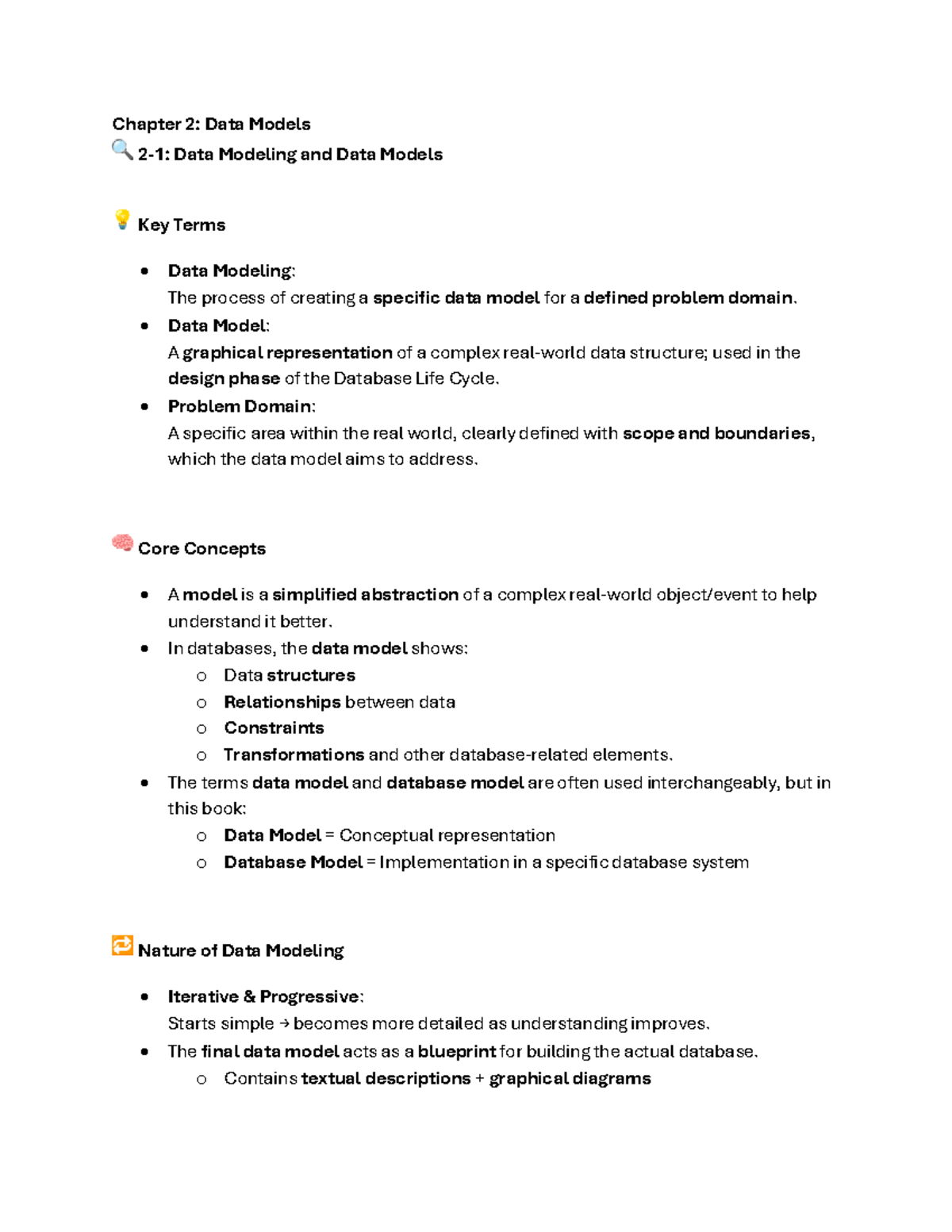 Chapter 2: Data Models - Key Concepts and Terminology - Studocu