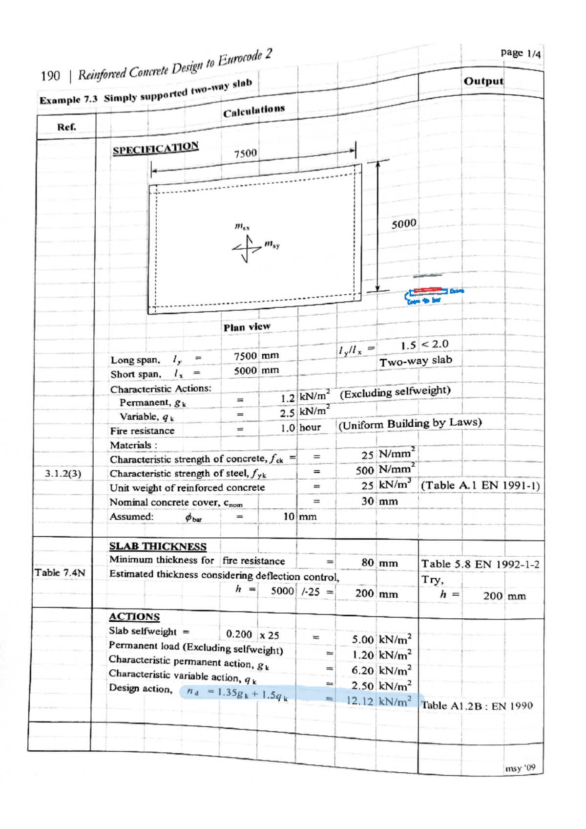Reinforced Concrete Design: Example 7 - Simply Supported Slab - Studocu