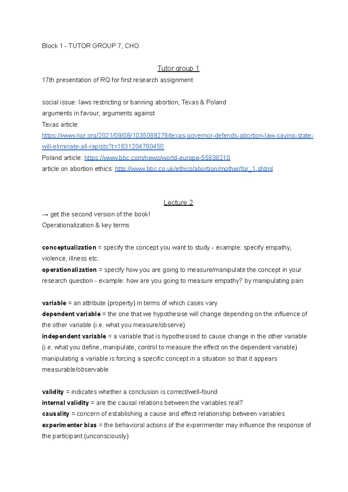 DRI Lecture and Tutorial Notes - Comprehensive Overview for Block 1 ...