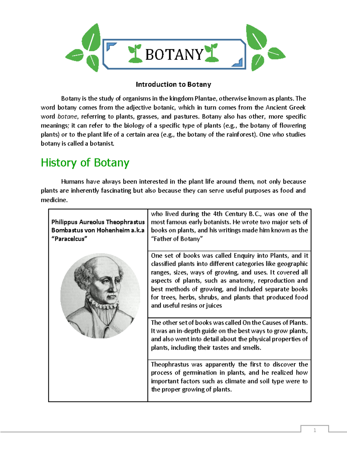Botany Lecture Notes (Course Code: BOT 101) - Overview & Key Concepts -  Studocu
