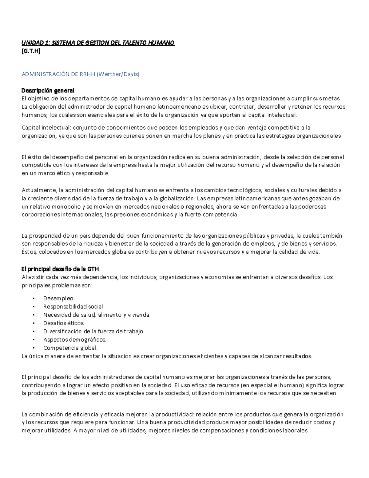 Resumen Final Administración del Talento Humano (GTH) - Document Preview