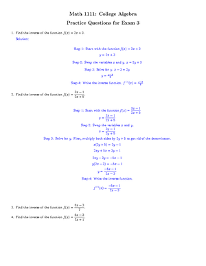 Math 1111: Practice Questions for Final Exam Review - Math 1111 ...