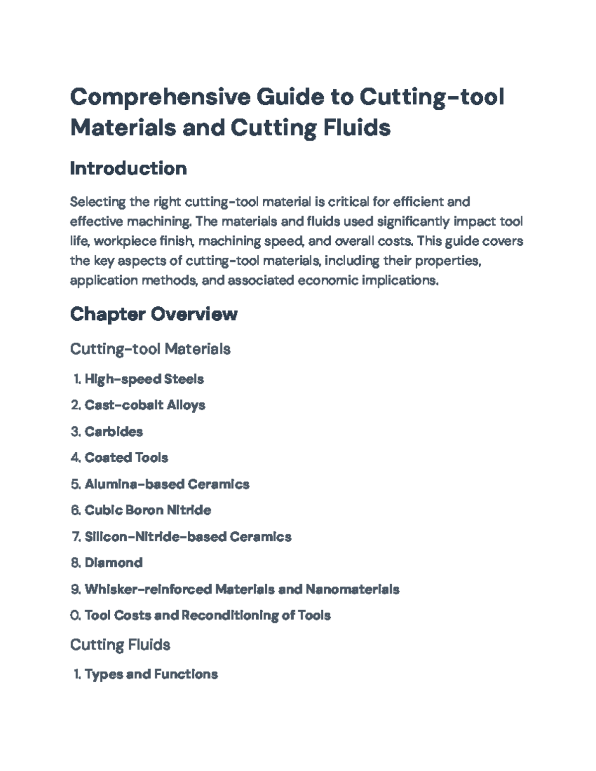 Comprehensive Guide to Cutting-Tool Materials and Fluids ...