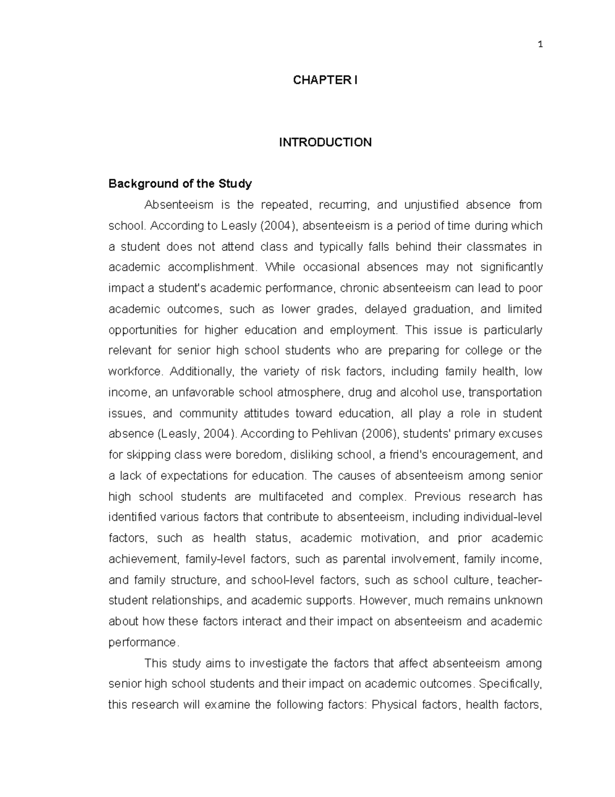 Investigating Absenteeism Factors Impacting Grade 12 Outcomes - Final ...