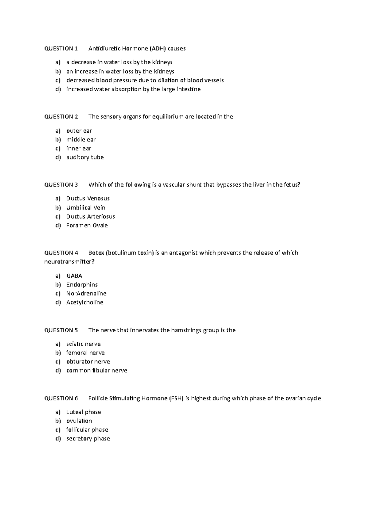 Biology Final Exam Practice Questions - Tri 2024 - Studocu