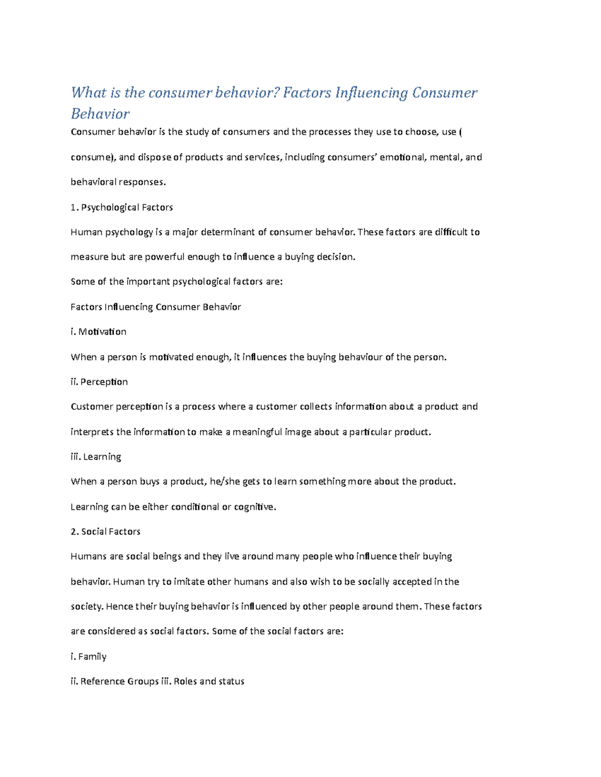 Consumer Behavior: Key Influencing Factors and Insights - Studocu
