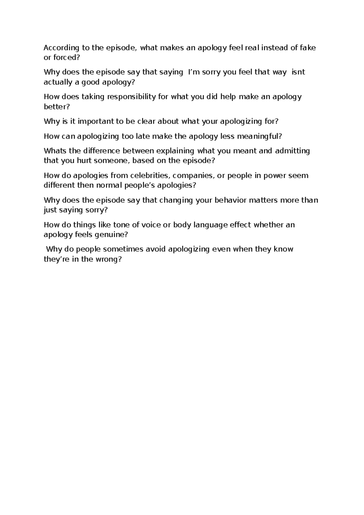 Understanding Genuine Apologies: Key Insights from the Episode ...