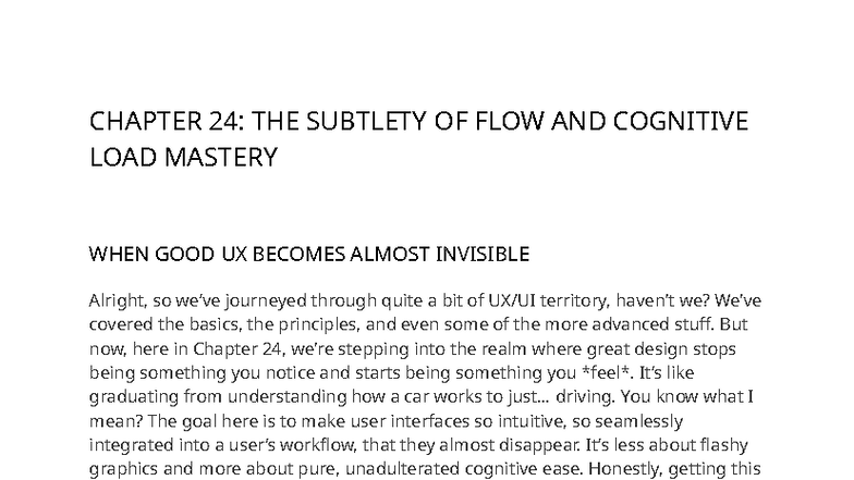 CHAPTER 24: MASTERING FLOW & COGNITIVE LOAD IN UX DESIGN - Studocu