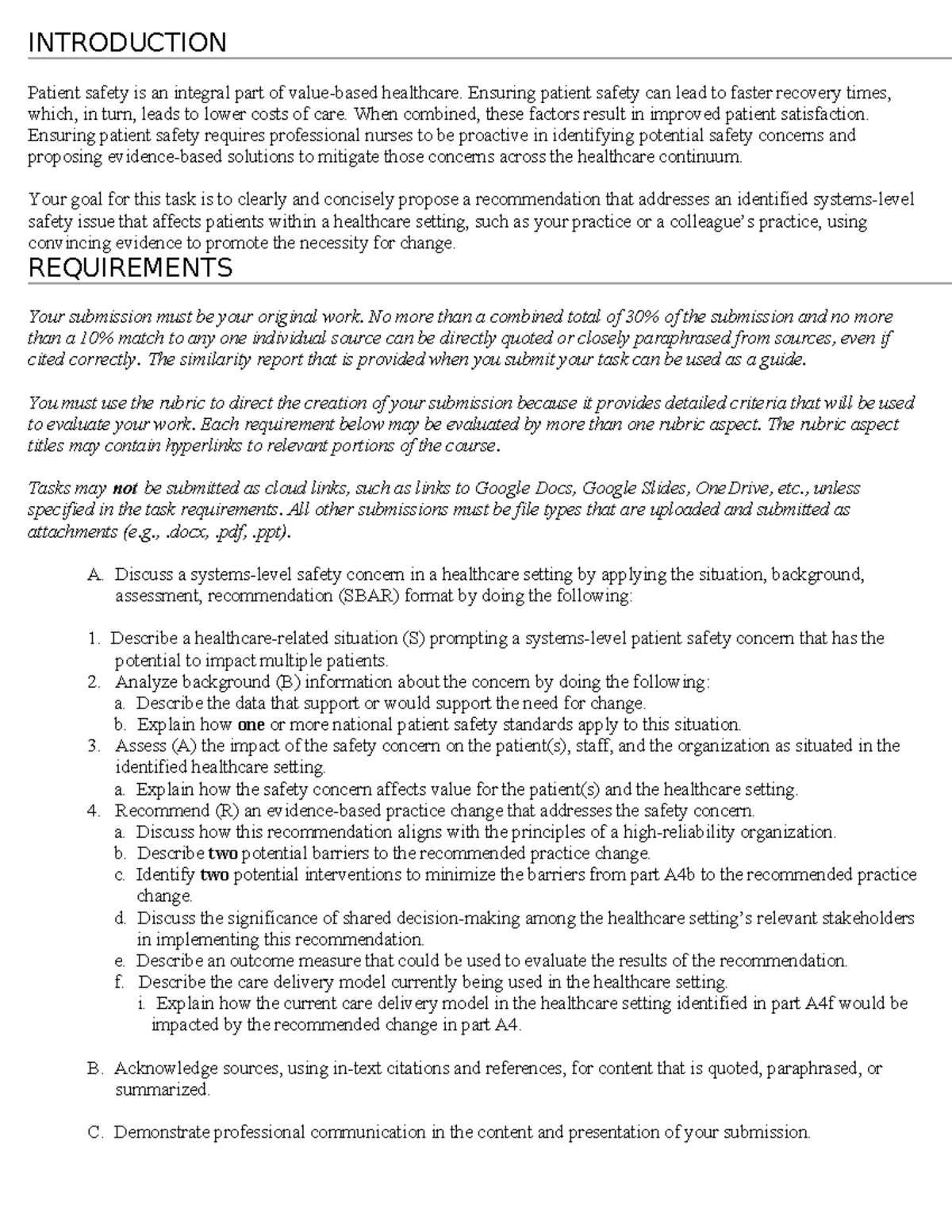 Patient Safety Systems-Level Recommendations: Task Directions - Studocu