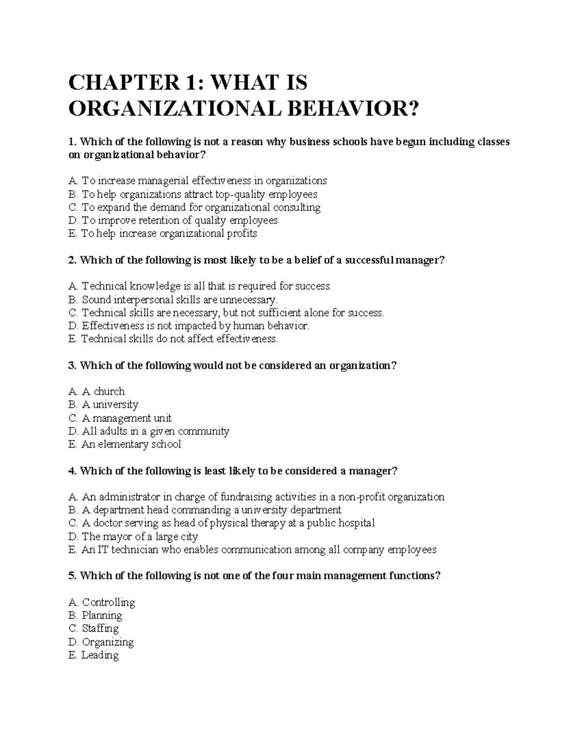 CHAPTER 1: INTRODUCTION TO ORGANIZATIONAL BEHAVIOR HVTC - Studocu